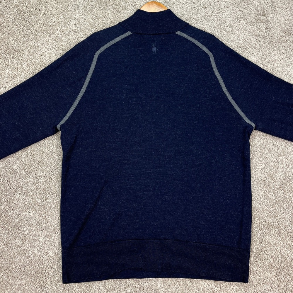 Smartwool 1/4 Zip Merino Wool Sweater Mens M Navy Blue Gray Long Sleeve EUC - Picture 3 of 9